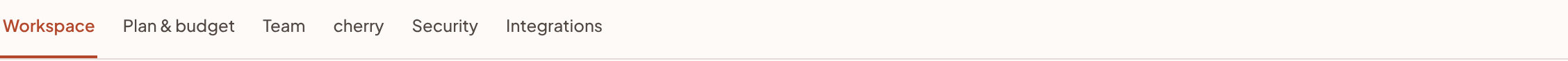 The row of tabs across the top of Settings.